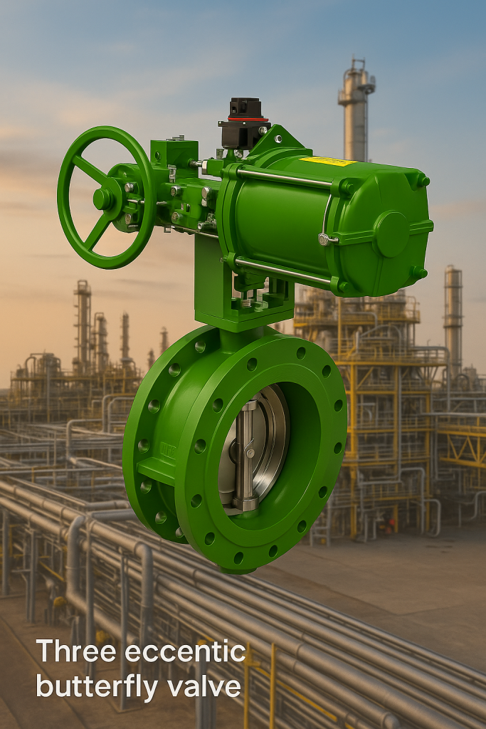 Valve at Sunset Over Petrochemical Plant