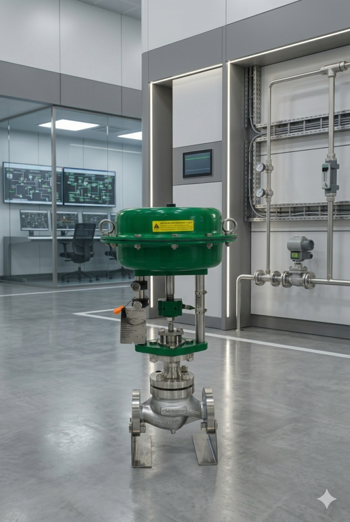Globe control valve with spring diaphragm pneumatic actuator Globe control valve with spring diaphragm pneumatic actuator